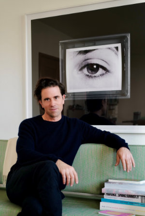 Gianni Jetzer in front of a work by New York artist Anne Collier. Photo: Gabor Jéss